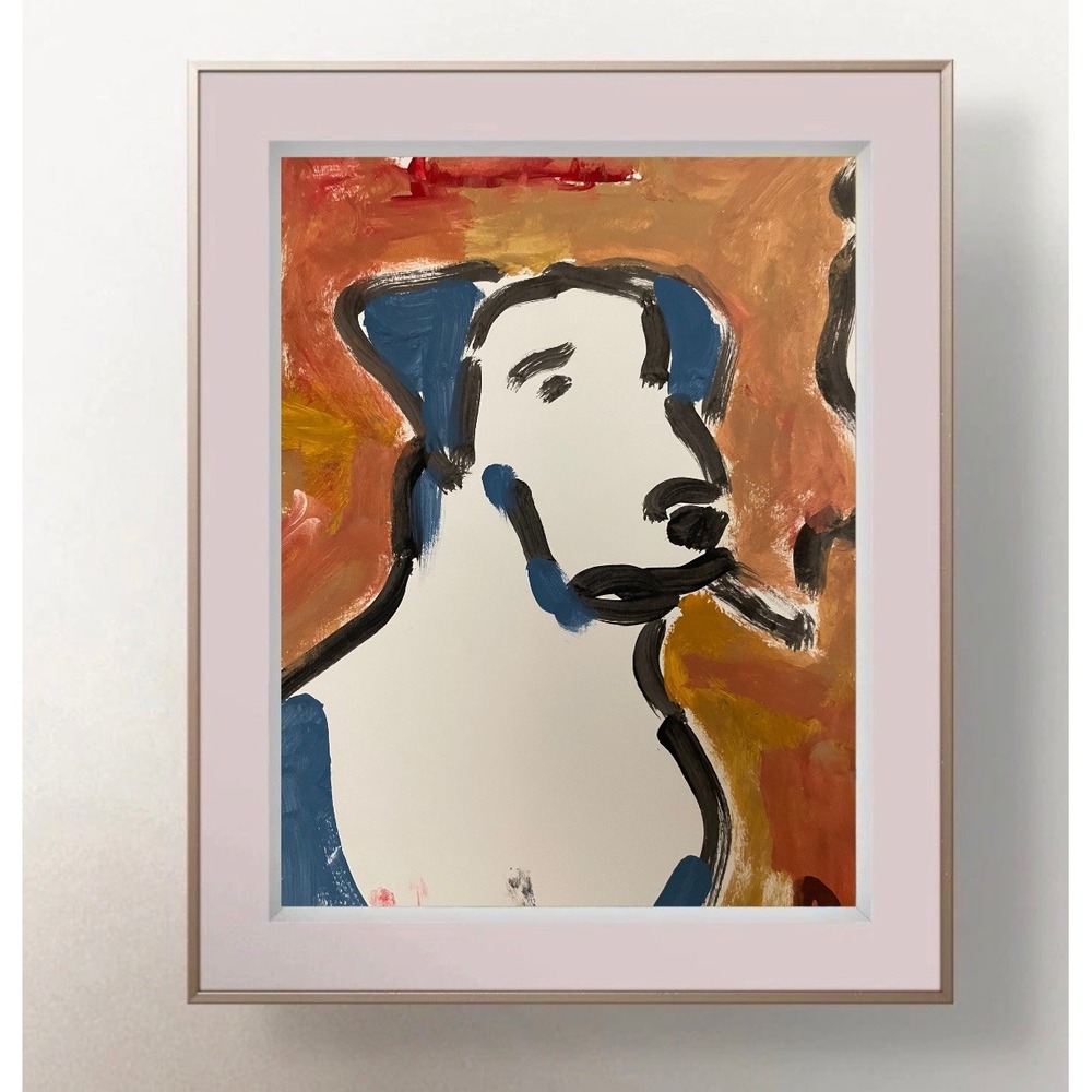 Oman Hosea Original Art 9x12 Neo Expressionist Smoking Dog Painting Unframed